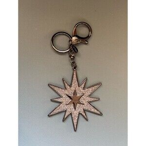 NWOT Express Starburst Glitter Keychain Bag Charm Gunmetal Silver Star Gift
